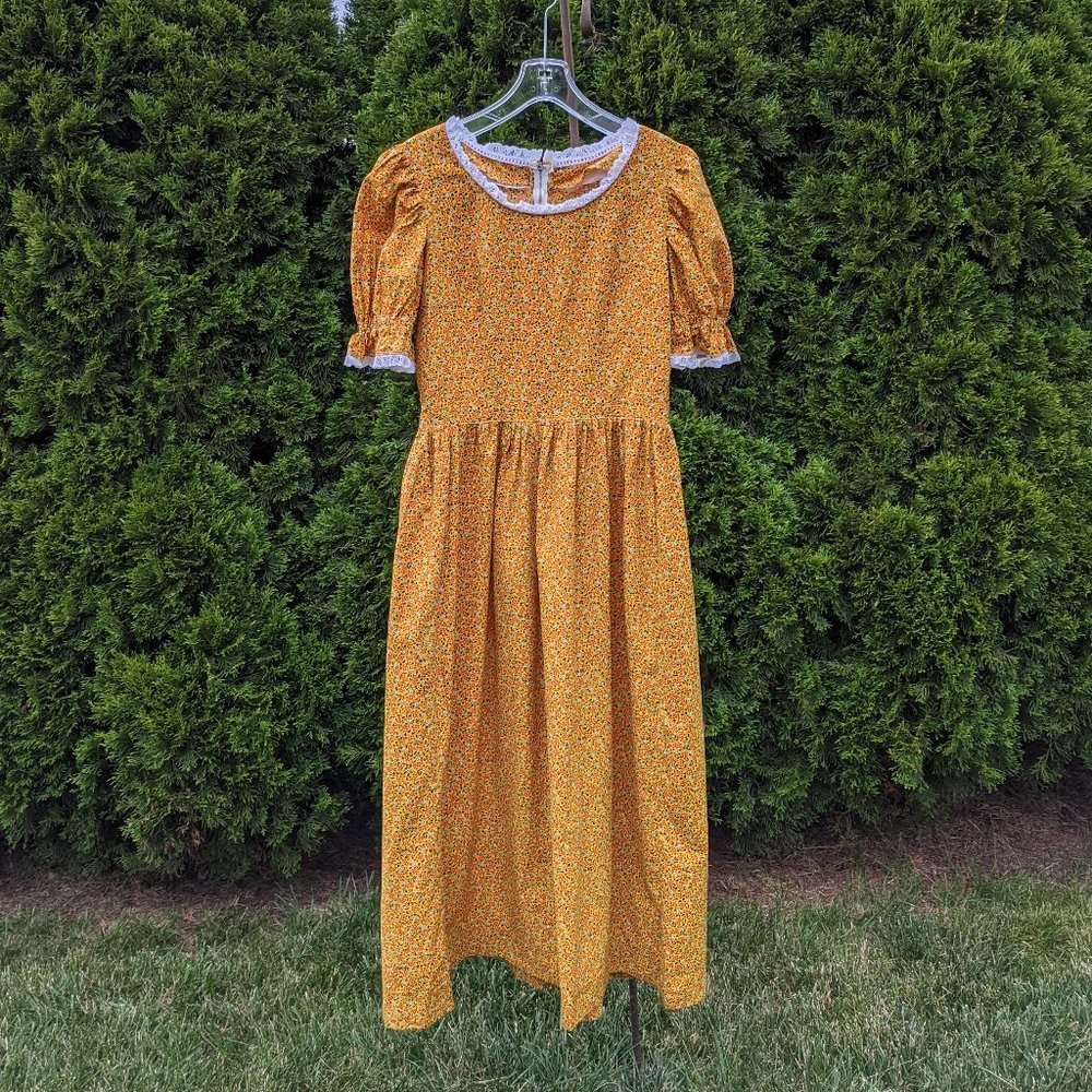 Handmade Vintage Prairie Cottagecore Puff Sleeve Farmhouse Dress - Picture 2 of 6